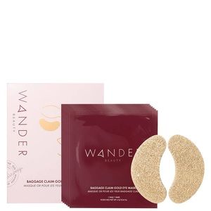 New Authentic Wander Beauty 3 Piece Baggage Claim Gold Eye Mask Bundle